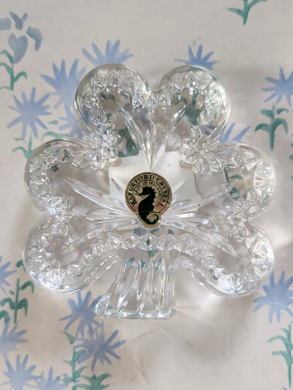 Waterford Crystal Shamrock Paperweight Irish Heritage Clover Collectible Gift